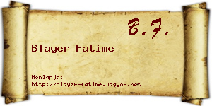 Blayer Fatime névjegykártya